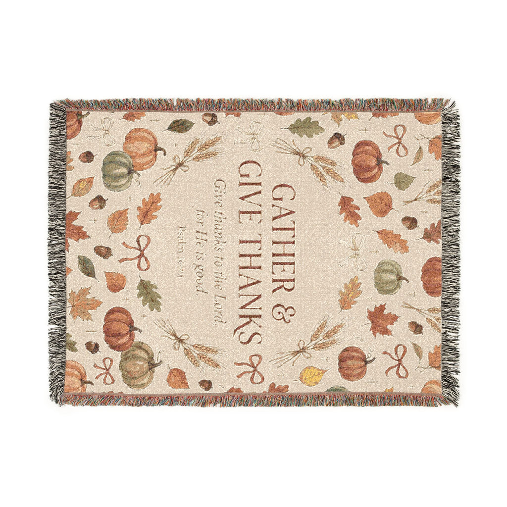 Gather and Give Thanks Woven Blanket