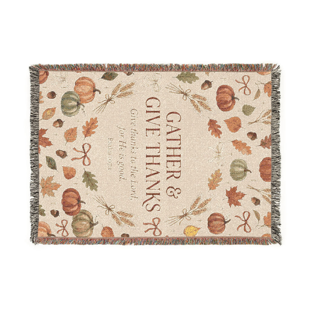 Gather and Give Thanks Woven Blanket