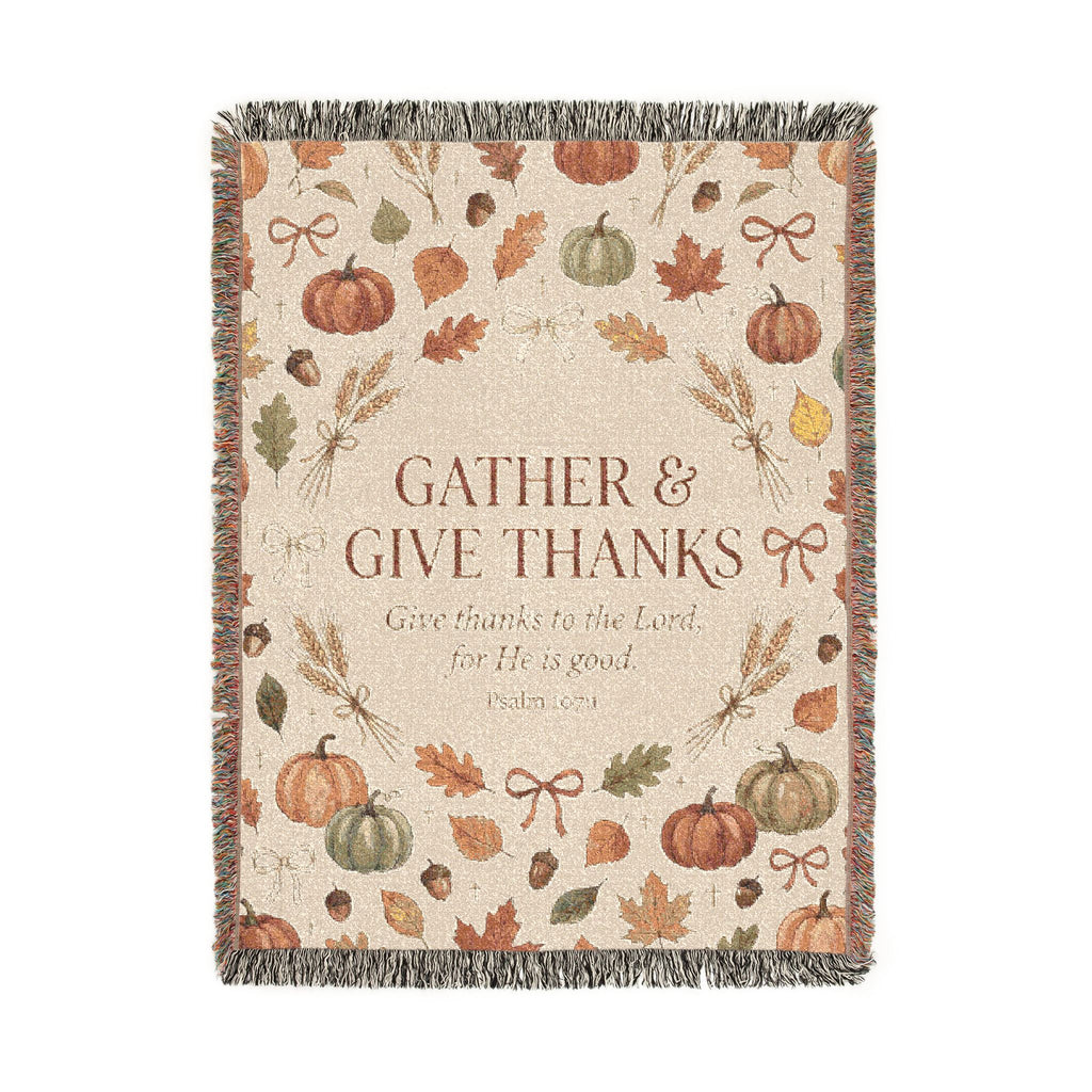 Gather and Give Thanks Woven Blanket